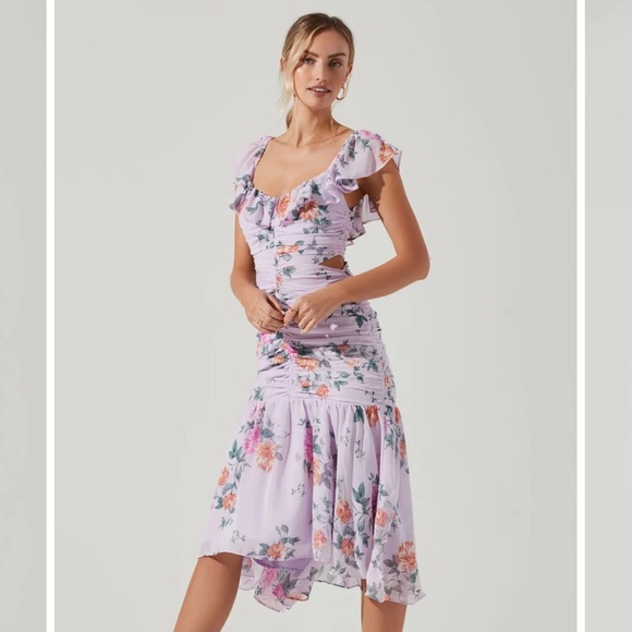ASTR THE LABEL Lavender Floral High Low Dress - Picture 1 of 5